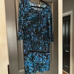 Dana Buchman Women’s Size Large Black & Blue Contemporary Styled Dress